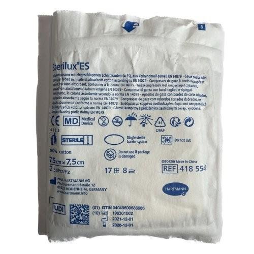 Skládané sterilní kompresy Sterilux ES 7,5x7,5cm—2ks