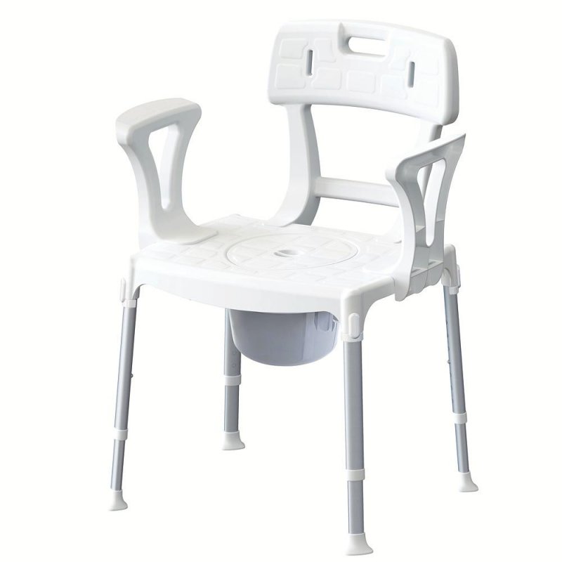 Toaletní židle 4v1 EH-CMDBA - Bílá—S madly a opěrkou