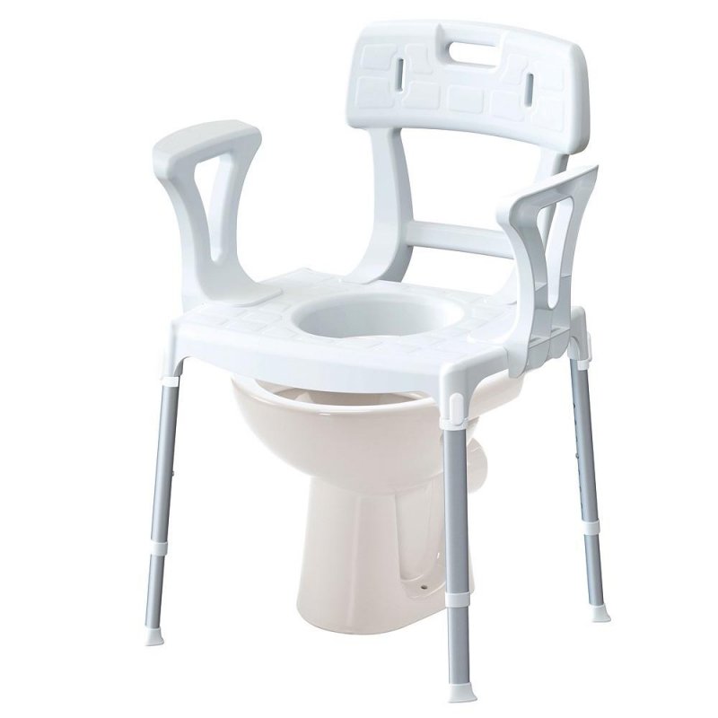 Toaletní židle 4v1 EH-CMDBA - Bílá—S madly a opěrkou