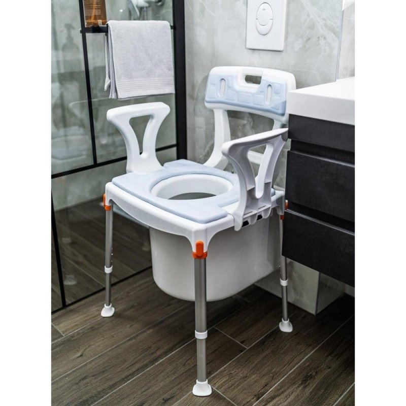 Toaletní židle 4v1 EH-CMDBA - Bílá—S madly a opěrkou