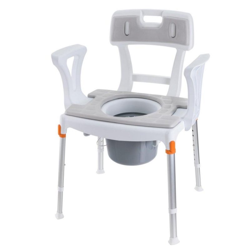 Toaletní židle 4v1 EH-CMDBA - Bílá—S madly a opěrkou