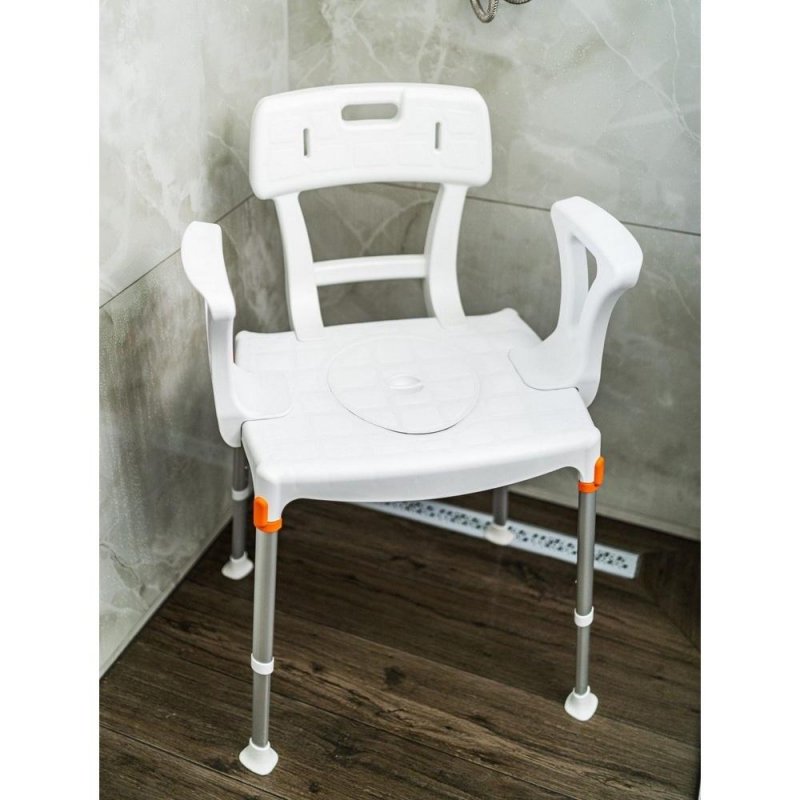 Toaletní židle 4v1 EH-CMDBA - Bílá—S madly a opěrkou