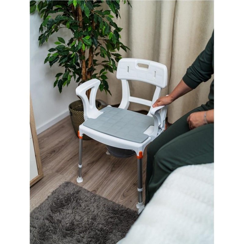 Toaletní židle 4v1 EH-CMDBA - Bílá—S madly a opěrkou