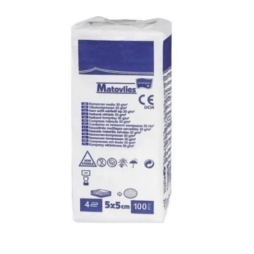 Matovlies komprey z netkané textilie, nesterilní—5 x 5 cm á 100ks,