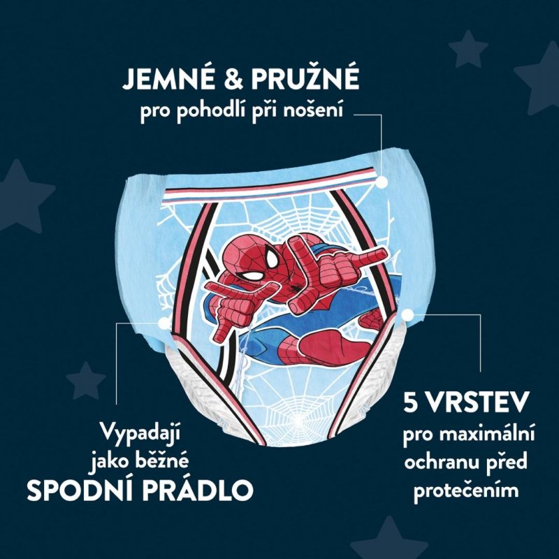 Huggies DryNites pro chlapce 3-4 let JUMBO—Pro váhu 12-21 kg, natahovací kalhotky 64 ks