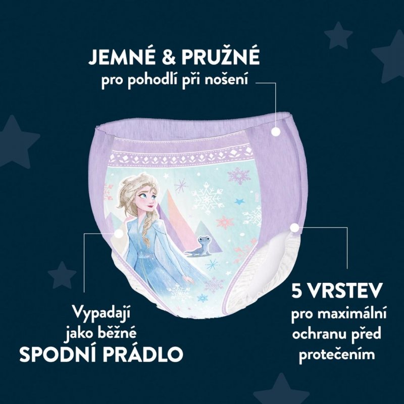 Huggies DryNites pro dívky 4-7 let JUMBO—Pro váhu 17-30 kg, natahovací kalhotky 64 ks