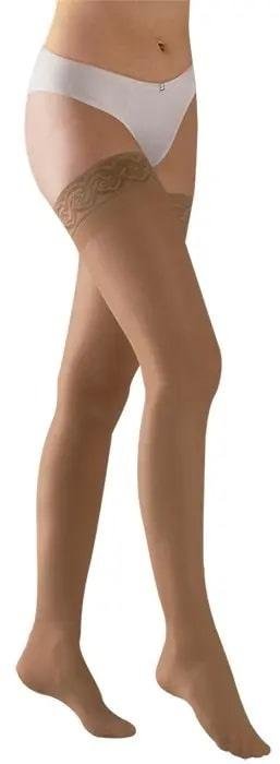 Stehenní punčochy Avicenum PHLEBO 70—Velikost 3, barva písečná hnědá, s krajkou, se špicí