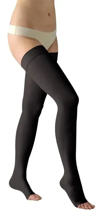 Stehenní punčochy Avicenum PHLEBO 360 II.KT—Velikost 3+, barva černá, s lemem, délka dlouhá, bez špice