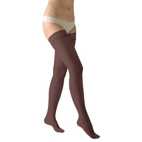 Stehenní punčochy Avicenum PHLEBO 140—Velikost 3, barva tabák, s krajkou, délka normal, se špicí