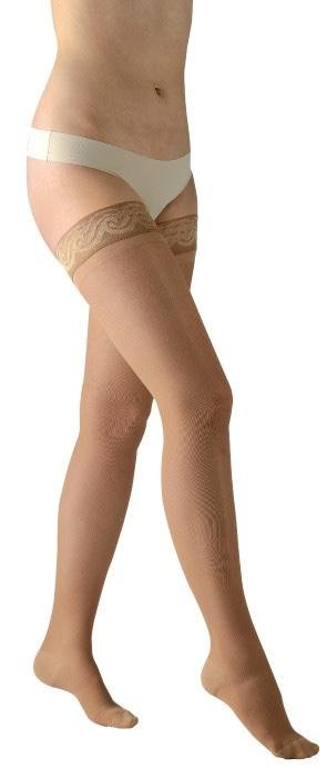 Stehenní punčochy Avicenum PHLEBO 140—Velikost 2, barva sahara, s krajkou, délka dlouhá, se špicí