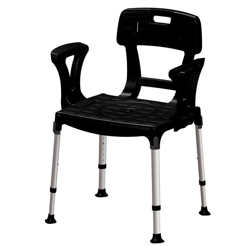 Toaletní židle 4v1 EH-BCMDBA - Černá—S madly a opěrkou