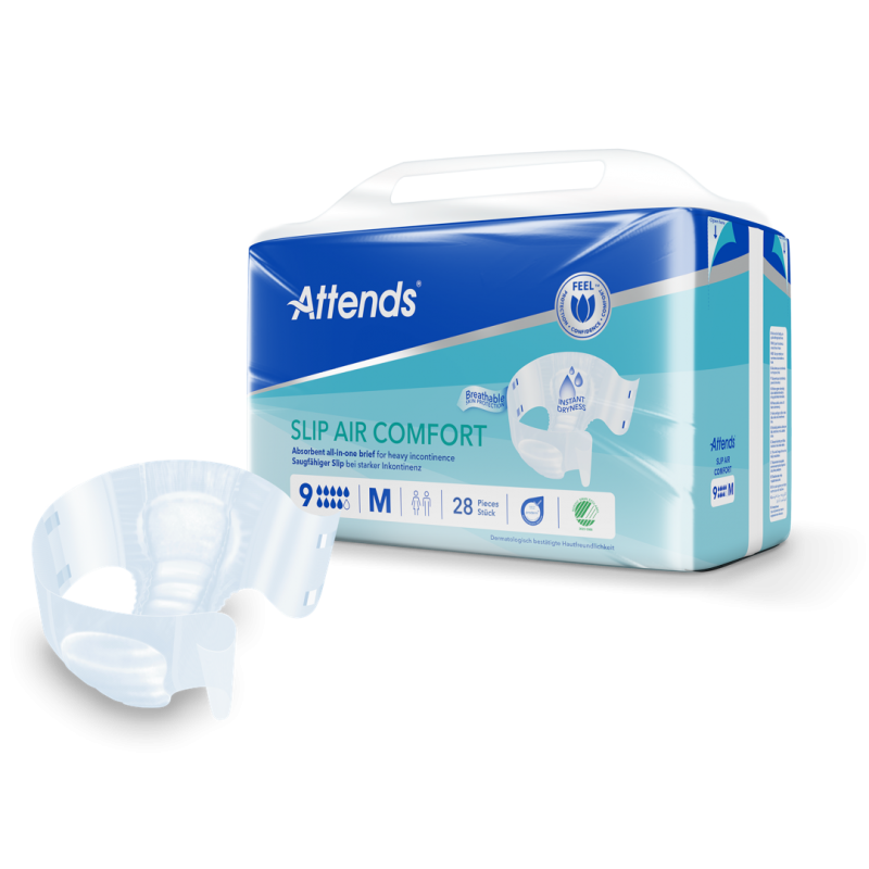 Attends Slip Air Comfort 9 M—Kalhotky absorpční plenkové 28 ks