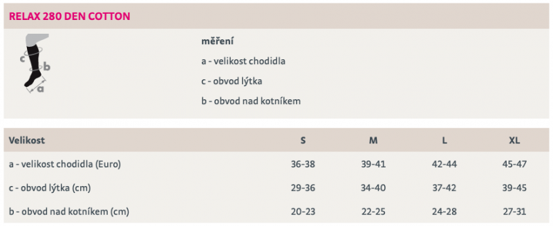 Bavlněné podkolenky 
RELAX 280 DEN COTTON—Velikost M, barva bílá