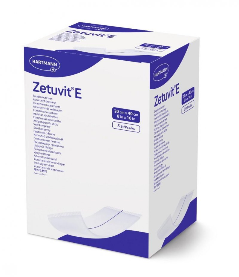 Kompresy s vysokou savou schopností Zetuvit E—Sterilní, 20x40 cm, 5ks