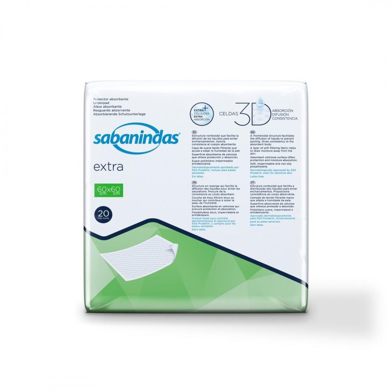 Podložky Sabanindas PROTECTOR EXTRA—60x60cm, 1568ml, 20ks