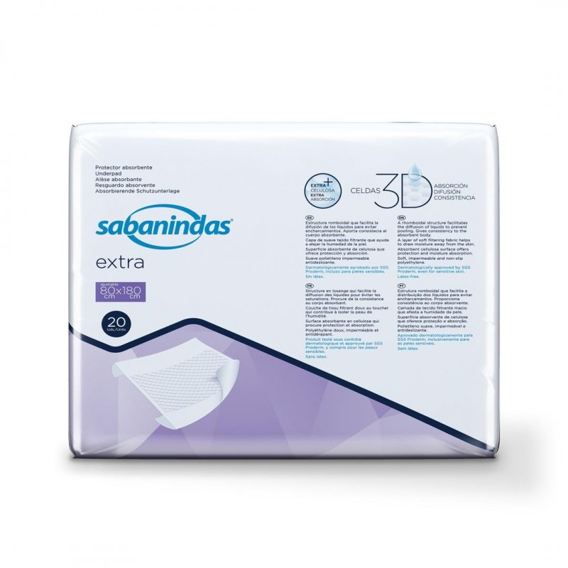 Podložky Sabanindas PROTECTOR EXTRA—80x180cm, 1632ml, 20ks