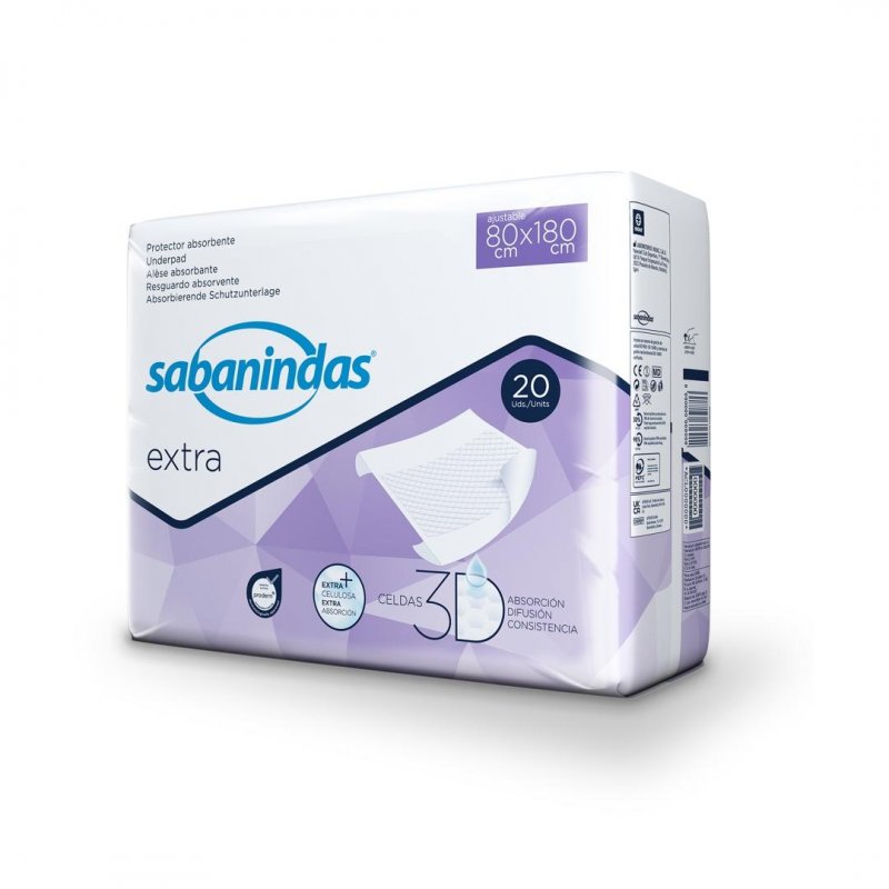 Podložky Sabanindas PROTECTOR EXTRA—80x180cm, 1632ml, 20ks