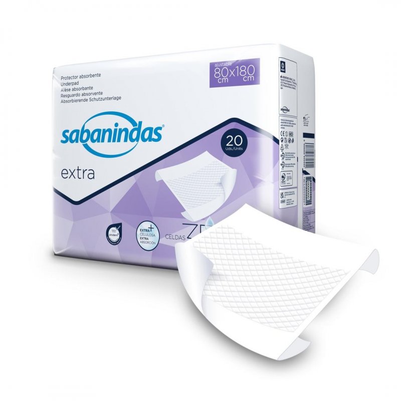 Podložky Sabanindas PROTECTOR EXTRA—80x180cm, 1632ml, 20ks