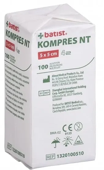 BATIST Kompres z netkaného textilu nesterilní—5 x 5 cm 100 ks