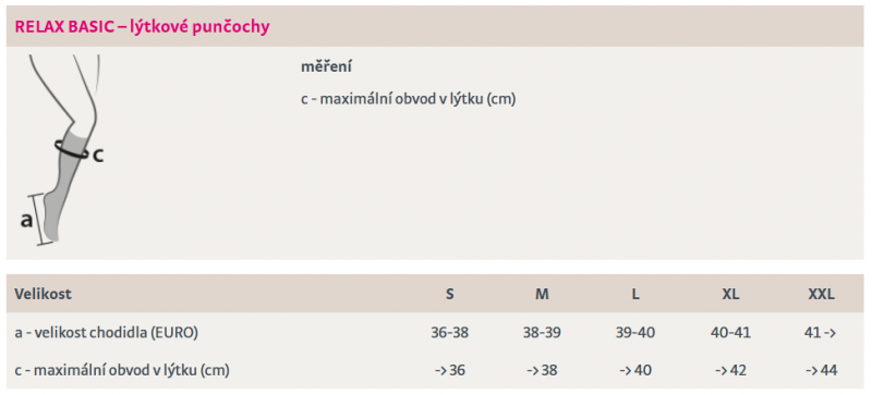 Lýtkové punčochy RELAX BASIC—Velikost XXL, barva tmavě tělová
