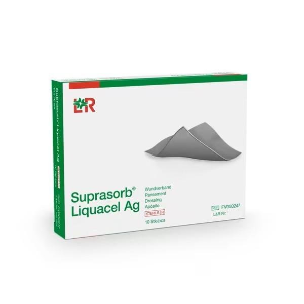 Suprasorb Liquacel Ag - 5 x 5 cm—Krytí s hydrovláknem a stříbrem, 10 ks