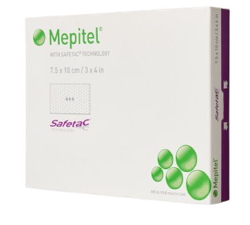 Mepitel - 10 x 18 cm—Silikonová mřížka, neadherentní k ráně, safetac technologie, 10 ks