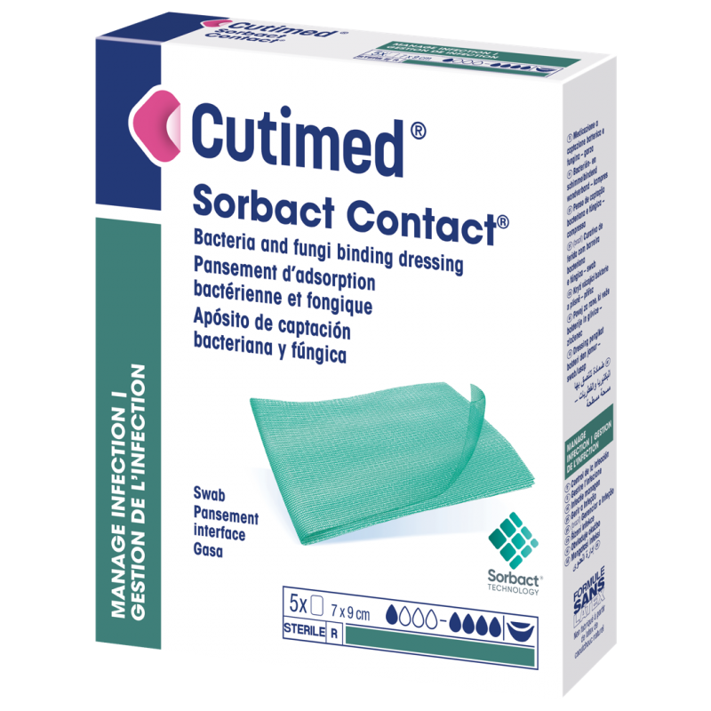 Cutimed Sorbact Contact—17 cm x 28 cm (složené 7 cm x 9 cm), 5ks