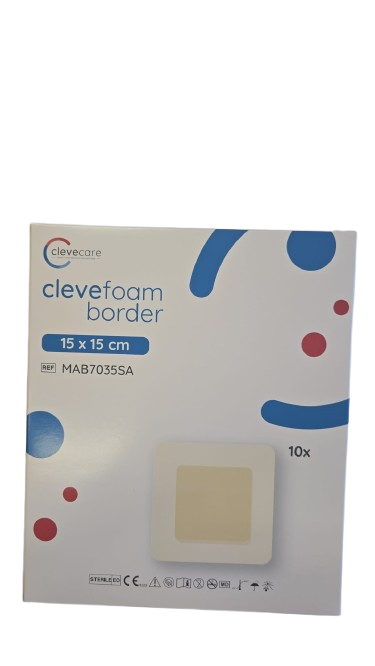 clevefoam border—15 x 15 cm, nepřilnavé krytí z polyuretanové pěny s adhezivním okrajem, 10 ks