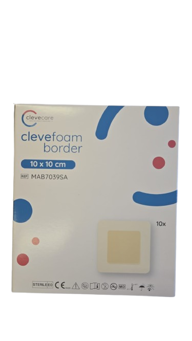 clevefoam border—10 x 10 cm, nepřilnavé krytí z polyuretanové pěny s adhezivním okrajem, 10 ks