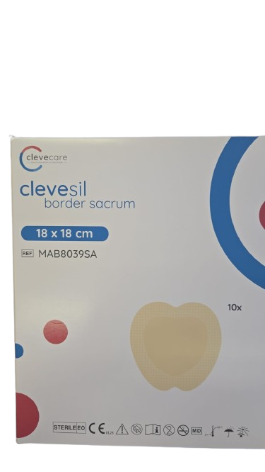 clevesil border sacrum—18x18cm, obvaz z polyur. pěny se silikonovým rozhraním a okrajem-k. křížová,10ks