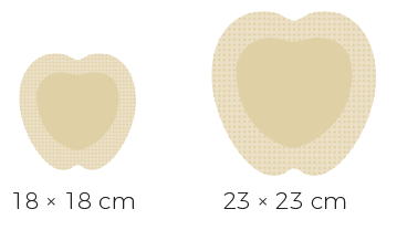 Clevesil border sacrum - 18 x 18 cm—Obvaz z polyur. pěny se silikonovým rozhraním a okrajem kost křížová, 10 ks