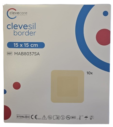 clevesil border—15 x 15 cm, obvaz z polyuretanové pěny se silikonovým rozhraním a okrajem, 10 ks