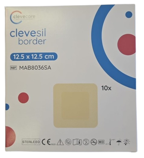 clevesil border—12,5 x 12,5 cm, obvaz z polyur. pěny se silikonovým rozhraním a okrajem, 10 ks