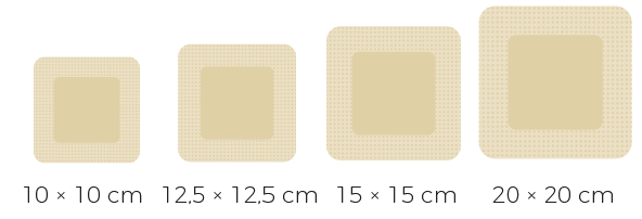 Clevesil border - 12,5 x 12,5 cm—Obvaz z polyur. pěny se silikonovým rozhraním a okrajem, 10 ks
