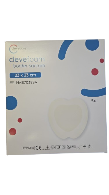 clevefoam border sacrum—23x23cm, nepřilnavé krytí z polyur. pěny s adhezivním okrajem - kost křížová,5ks
