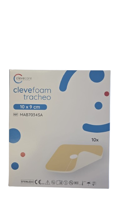 clevefoam tracheo—10 x 9 cm, nepřilnavé krytí z polyuretanové pěny pro tracheostomii, 10 ks