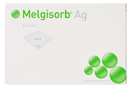 Melgisorb Ag, 3 cm x 44 cm, 10 ks—Vysoce absorpční antimikrobiální alginátové krytí