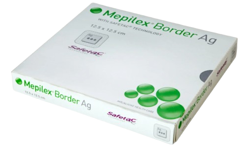 Mepilex Border Ag, 10 x 25 cm, 5 ks—Antimikrobiální krytí s technologií Safetac