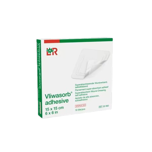 Vliwasorb Adhesive - 15 x 15 cm—Samolepicí krytí na rány se superabsorbentem, 10ks