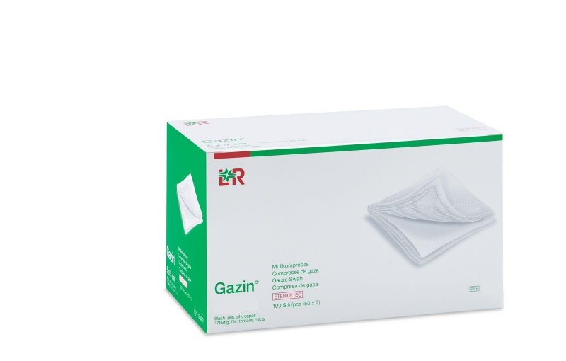 Gazin - sterilní komprese 10 x 10 cm—Gázová hydrofilní skládaná komprese, 100 ks