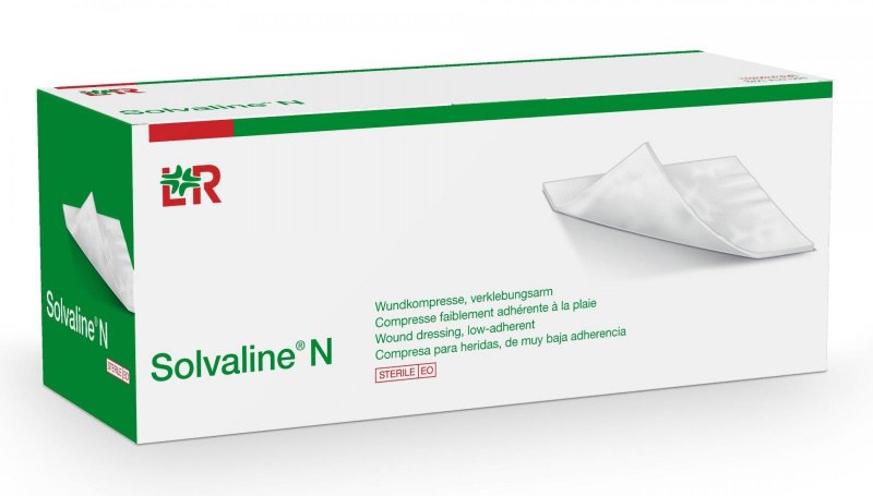 Kompresy Solvaline N Nesterilní - 10 x 10 cm—Speciální savé, oboustranně použitelné, 150 ks