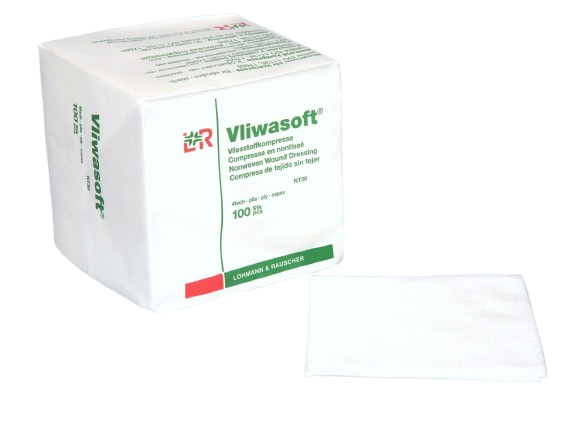 Kompresy Vliwasoft Nesterilní - 7,5 x 7,5 cm—4 vrstvy, netkaný textil, 100 ks
