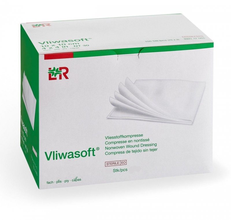 Kompresy Vliwasoft Sterilní - 5 x 5 cm—6 vrstev, netkaný textil, 50 x 2 kompresy, zatavené po dvou