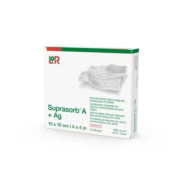 Krytí Alginátové Se Stříbrem Suprasorb A+Ag—10 x 10 cm,10 ks
