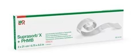 Krytí Hydrobalanční Suprasorb X+PHMB—2 x 21 cm, pro hluboké rány, s polyhexanidem, antimikrobiální, 5 ks