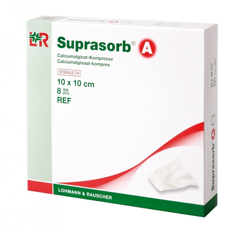 Krytí Suprasorb A - 10 x 10 cm—Kalcumalginátové, s vlákny mořských řas, 10 ks