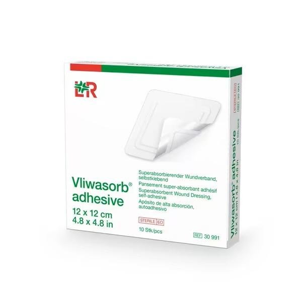 Vliwasorb Adhesive - 12 x 12 cm—Samolepicí krytí na rány se superabsorbentem, 10 ks