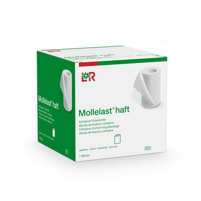 Mollelast Haft 4 cm x 4 m—Kohezivní fixovací elastické obinadlo