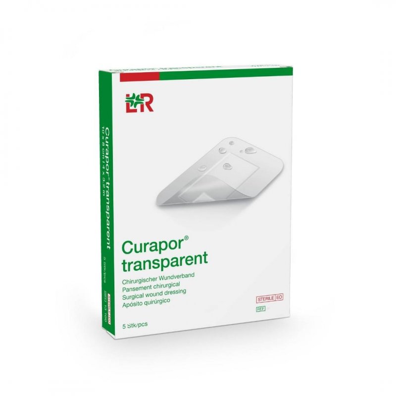 Náplast Hypoalergenní Curapor Transparent—20 x 10 cm, s polštářkem, 25 ks