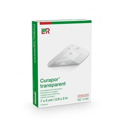 Náplast Hypoalergenní Curapor Transparent Sterilní—5 x 7 cm, voděodolná, s polštářkem, 5 ks
